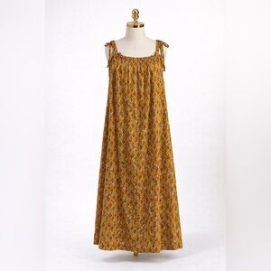 Ex Voto Floral Yellow Sleeveless Tie String Maxi Dress SZ XS/S NWT